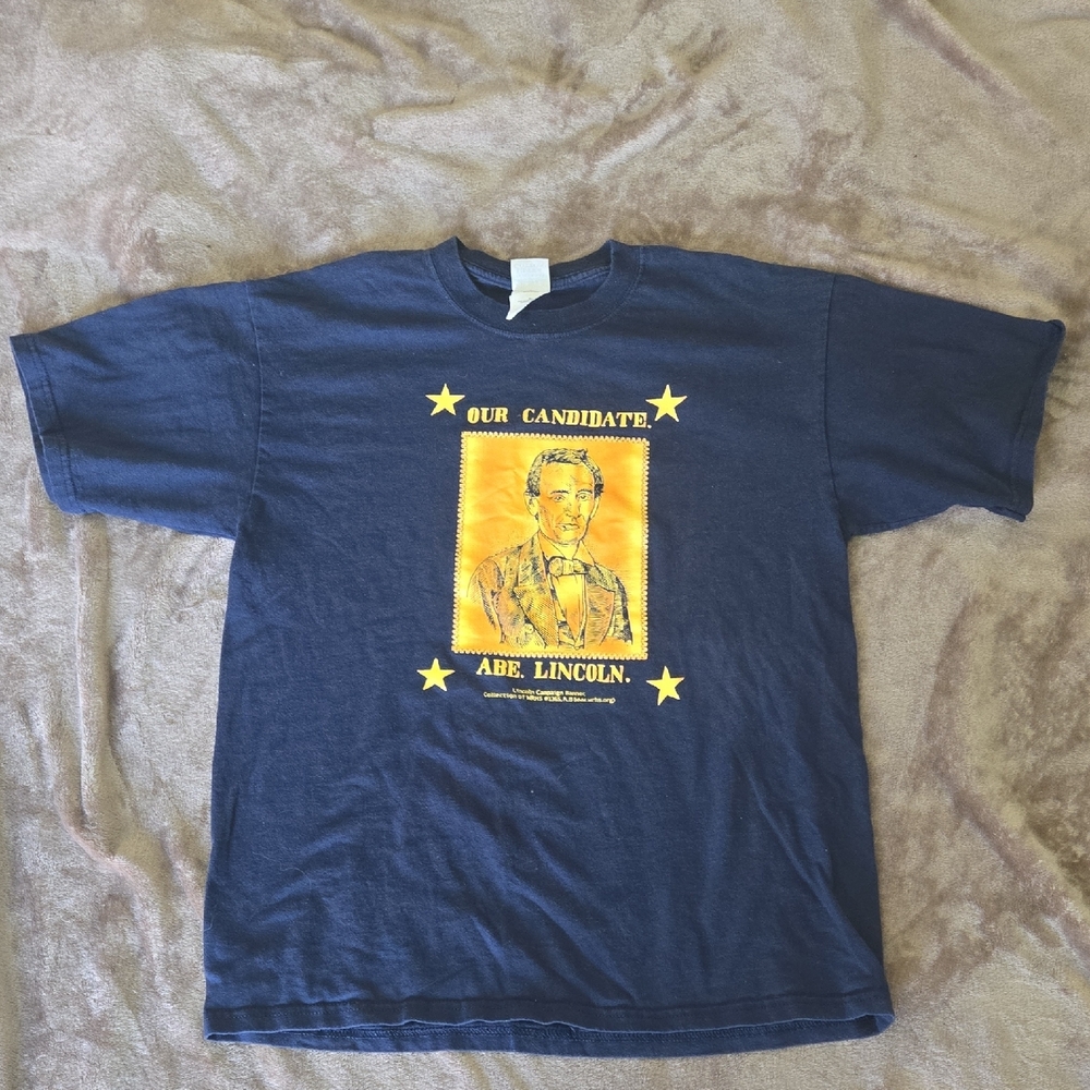 Navy Blue Abe‎ Lincoln Graphic T-Shirt-L T66
